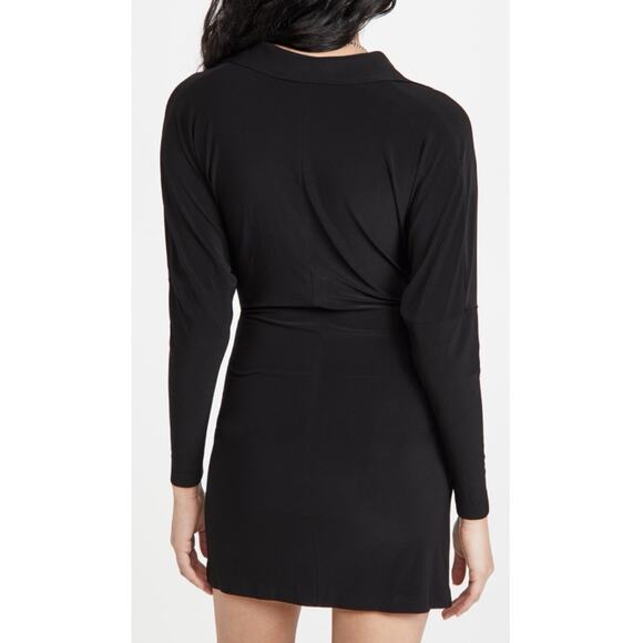 Norma Kamali Black Tie Front Long Sleeves Lightweight Mini Dress Women’s Size XS - Picture 3 of 16